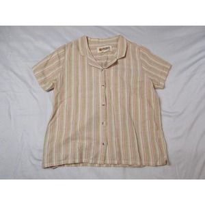 Mollusk California Top Medium M Women's Cotton Linen Blend Striped Button Down